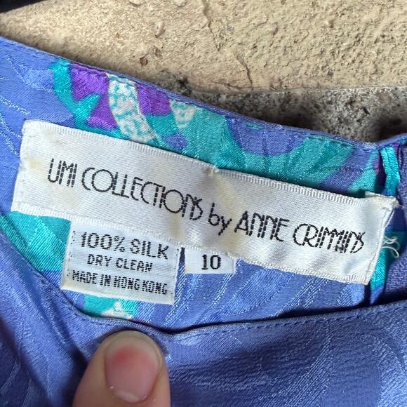 Umi Collections by Anne Crimmins Vintage 1980's Silk Belted Fit & Flare Dress - Picture 6 of 6